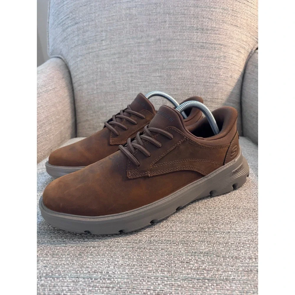 Skechers Hands Free Slip-ins Arch‎ Fit Brown Leather Shoes 205511 Mens 8